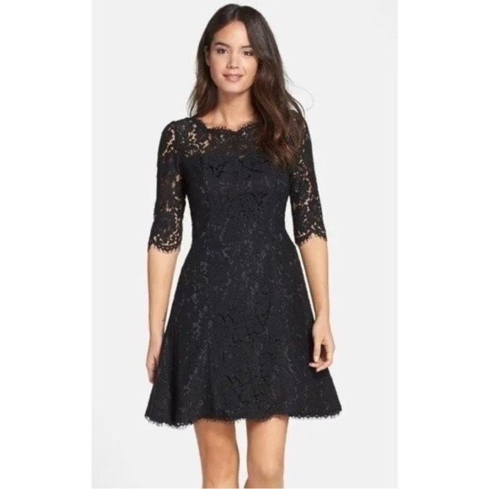 Eliza J Black Lace Tulip Dress Size 8